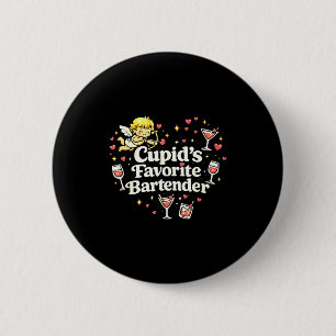Cupid's favorite bartender funny valentine drink 2 inch round button