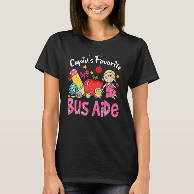 Cupid's Favorite Bus Aide Apple Cute Cupid Valenti T-Shirt (Front)