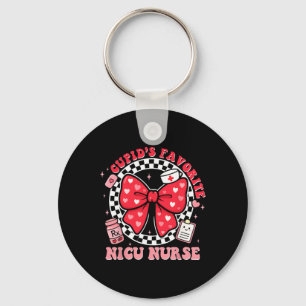 Cupids Favorite Nicu Nurse Valentine Coquette Bow Keychain