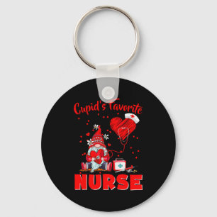 Cupids Favorite Nurse Gnome Valentine Funny Nursin Keychain