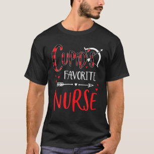 Cupid's Favorite Nurse Red Plaid Valentine's Day F T-Shirt