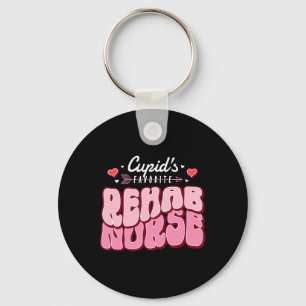 Cupid's Favorite Rehab Nurse Valentine's Day Heart Keychain