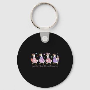 Cupid's Favorite Social Worker Goose Keychain