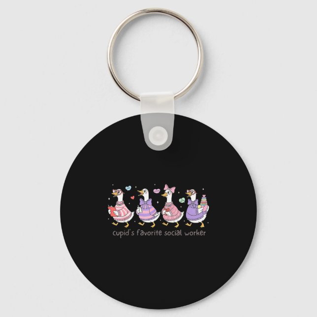 Cupid's Favorite Social Worker Goose Keychain (Front)