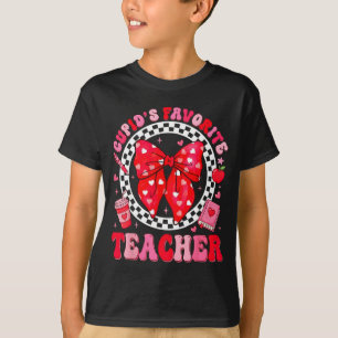 Cupids Favorite Teacher Student Coquette Bow Valen T-Shirt