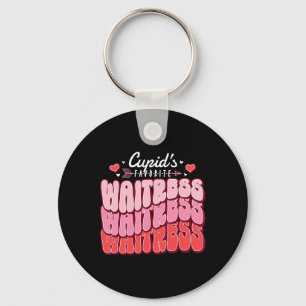 Cupid's Favorite Waitress Valentine's Day Hearts Keychain