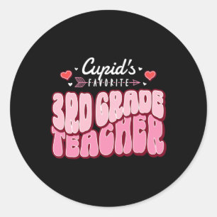 Cupid's Favourite 3rd Grade Teacher Valentines Day Classic Round Sticker