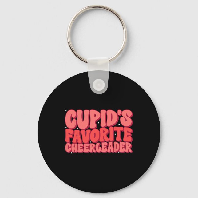 Cupids Favourite Cheerleader Valentine Day Love Ch Keychain (Front)