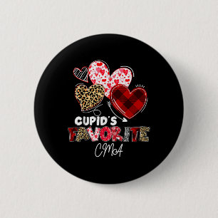 Cupids Favourite Cma Nurse Valentine Buffalo Plaid 2 Inch Round Button