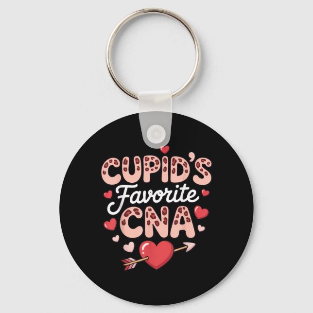 Cupids Favourite Cna Funny Nurse Valentines Day Keychain (Front)