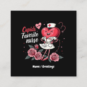Cupid's Favourite Nurse Funny And Cute Valentine's Square Business Card