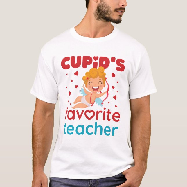 Cupid's Favourite Teacher Cute Valentine's Day T-Shirt (Front)