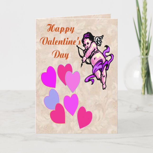 Cupids Heart Valentine Card (Front)