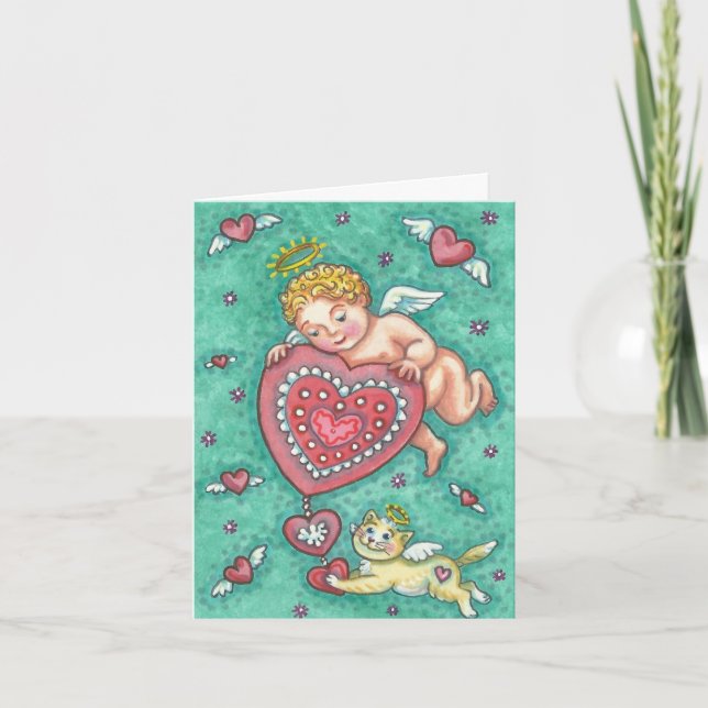 CUPID'S HEART VALENTINE NOTE CARD Customize (Front)