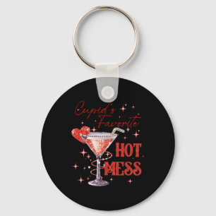 Cupid's Hot Mess Valentine Martini Love Art Tail Keychain