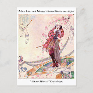 Cupids, Princess and Prince on a magical fan Postcard