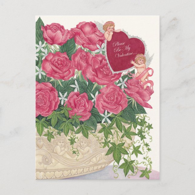 Cupids & Roses Valentine Postcard (Front)