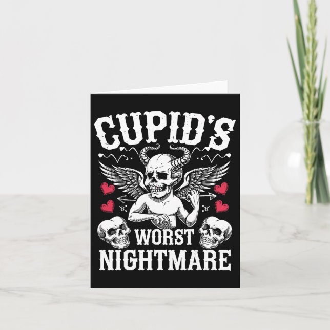 Cupid's Worst Scary Night Skull Art Valentine's Da Card (Front)