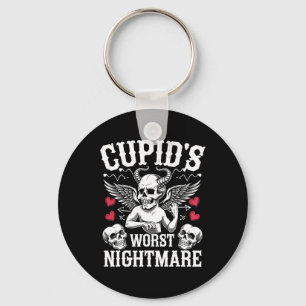 Cupid's Worst Scary Night Skull Art Valentine's Da Keychain