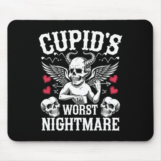 Cupid's Worst Scary Night Skull Art Valentine's Da Mouse Pad (Front)