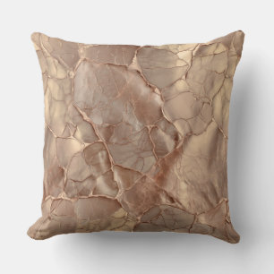 Cupper-Rose Cracked, Metallic Textures Throw Pillow