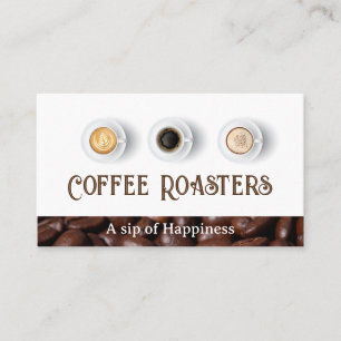 Cups of Coffee Top View   Coffee Beans Business Card