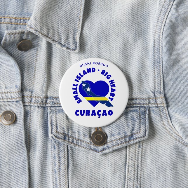 CURAÇAO Big Heart Fun Custom Dushi Korsuo 3 Inch Round Button (In Situ)
