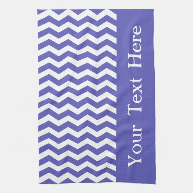 Curacao Blue Wave Chevron customizable Kitchen Towel (Vertical)