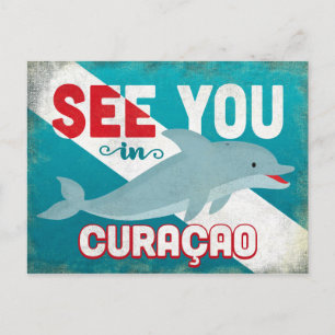 Curaçao Dolphin - Retro Vintage Travel Postcard