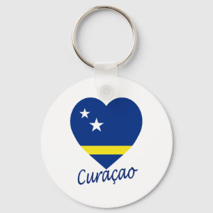 Curacao Flag Heart Keychain