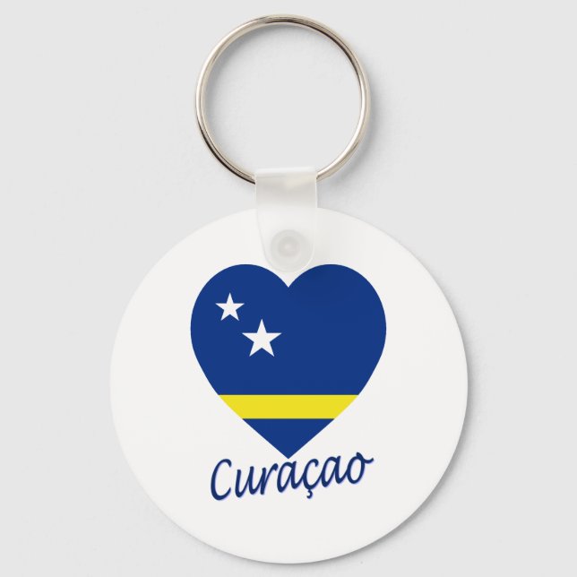 Curacao Flag Heart Keychain (Front)