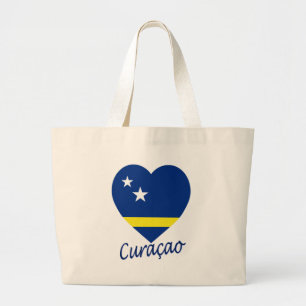 Curacao Flag Heart Large Tote Bag