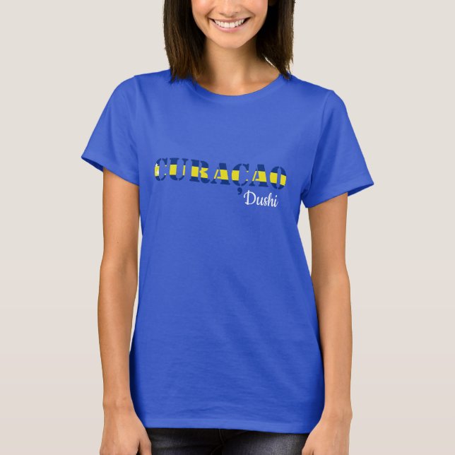 Curacao Flag Lettering with dushi text T-shirt (Front)