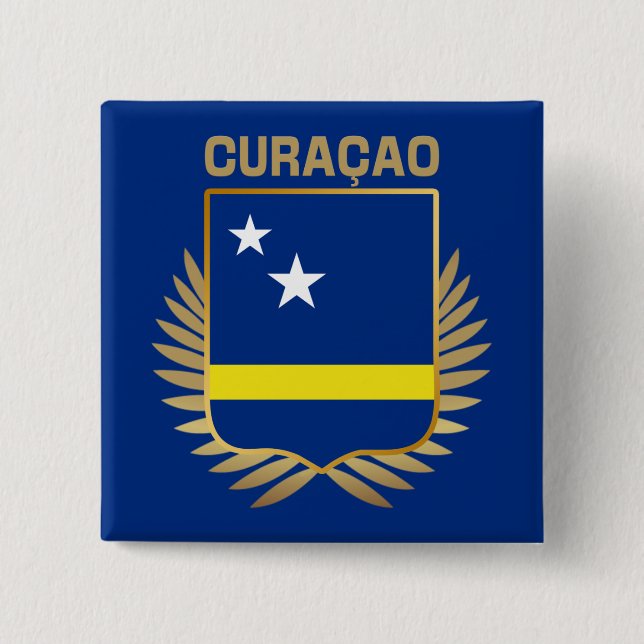 Curacao Flag Shield 2 Inch Square Button (Front)