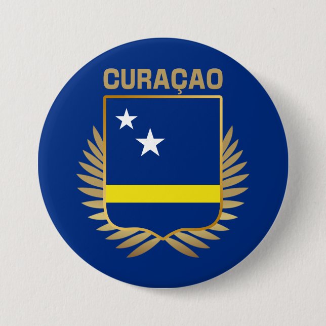 Curacao Flag Shield 3 Inch Round Button (Front)