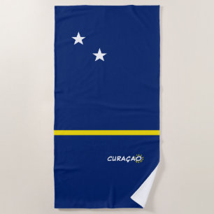 Curaçao Flag with customizable text Beach Towel