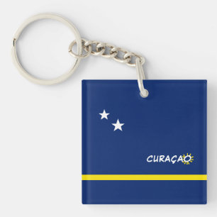 Curacao Flag with customizable text Keychain