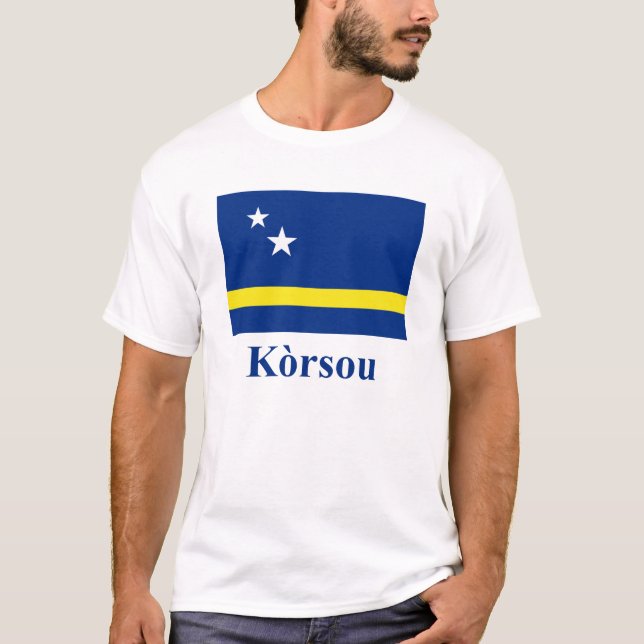 Curacao Flag with Name in Papiamento T-Shirt (Front)