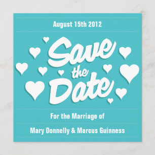 Curacao Save the Date Hearts Invitation