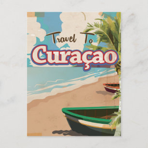 Curaçao vintage travel poster art. postcard