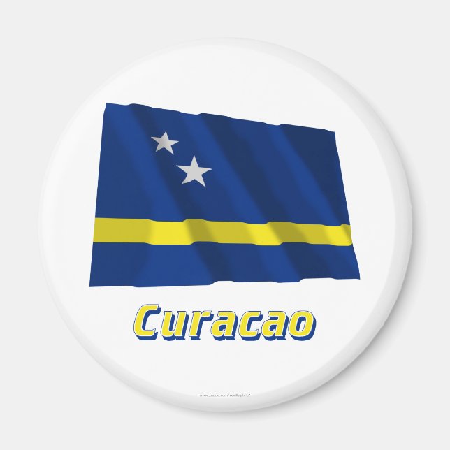 Curacao Waving Flag with Name Magnet (Front)
