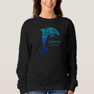 Curacao West Indies Vintage Retro Tribal Dolphin V Sweatshirt