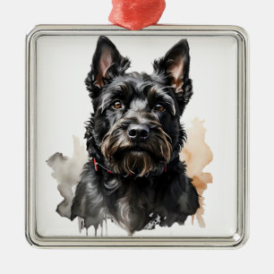CURE BLACK SCOTTISH TERRIER PUPPY DOG METAL ORNAMENT