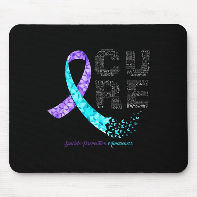 Cure Blue Purple Ribbon Suicide Prevention Awarene Mouse Pad (Front)