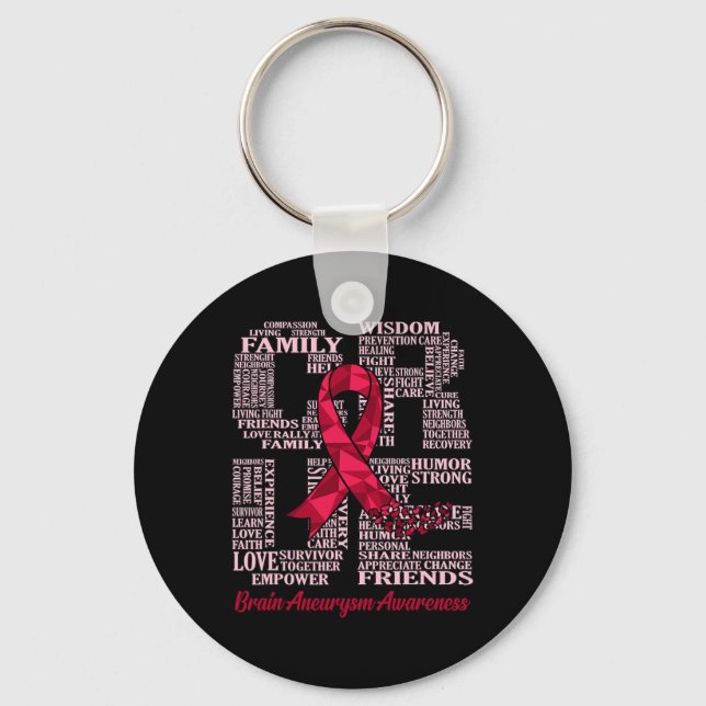 Cure Brain Aneurysm Awareness Ribbon Month Support Keychain (Front)