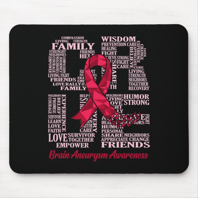 Cure Brain Aneurysm Awareness Ribbon Month Support Mouse Pad (Front)