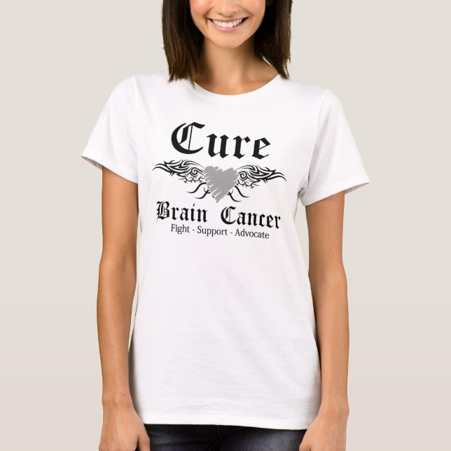Cure Brain Cancer Tattoo Wings T-Shirt (Front)