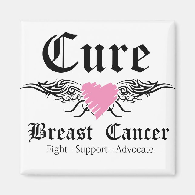 Cure Breast Cancer Tattoo Wings Magnet (Front)