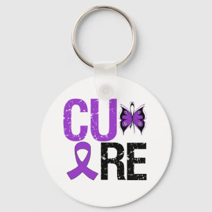 CURE Butterfly Ribbon Alzheimer's Disease Keychain