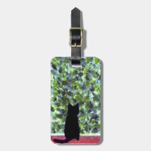 Cure Cat Art, Black Cat Painting Luggage Tag